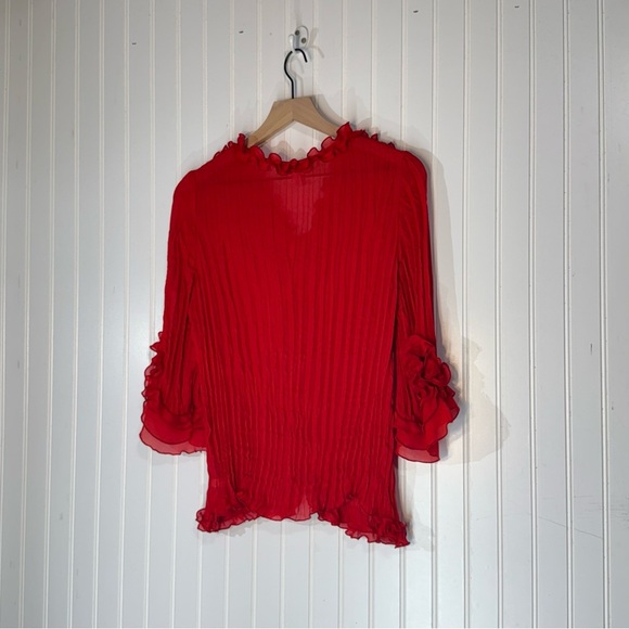Y2K Red Ruffle Sheer Blouse by Fashion Bug M Romantic Goth Coquette Grunge - Picture 3 of 9